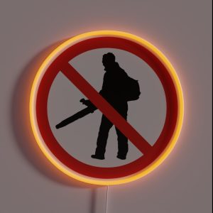 Leaf Blowing Prohibited Black RGB Neon Sign Leaf Blowing Prohibited Black RGB Neon Sign