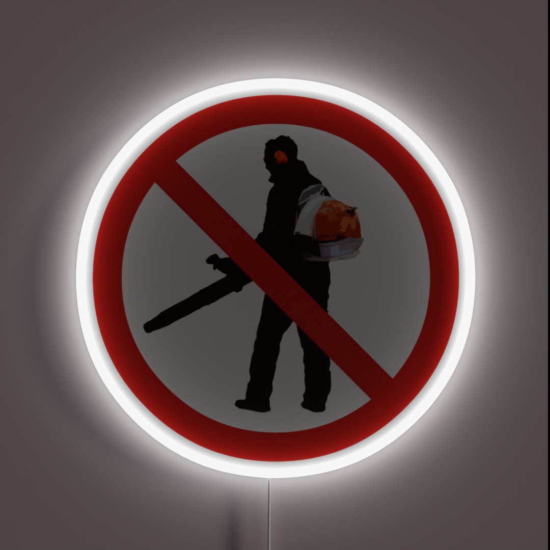 Leaf Blowing Prohibited Orange RGB Neon Sign Leaf Blowing Prohibited Orange RGB Neon Sign