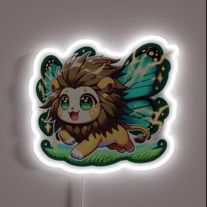 Legendary Animals Electro Butterfly Lion RGB Neon Sign