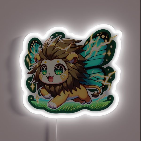 Legendary Animals Electro Butterfly Lion RGB Neon Sign