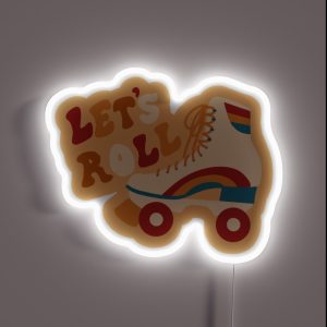 Let S Roll 70s Retro Rollerskating Roller Girl RGB Neon Sign Let S Roll 70s Retro Rollerskating Roller Girl RGB Neon Sign