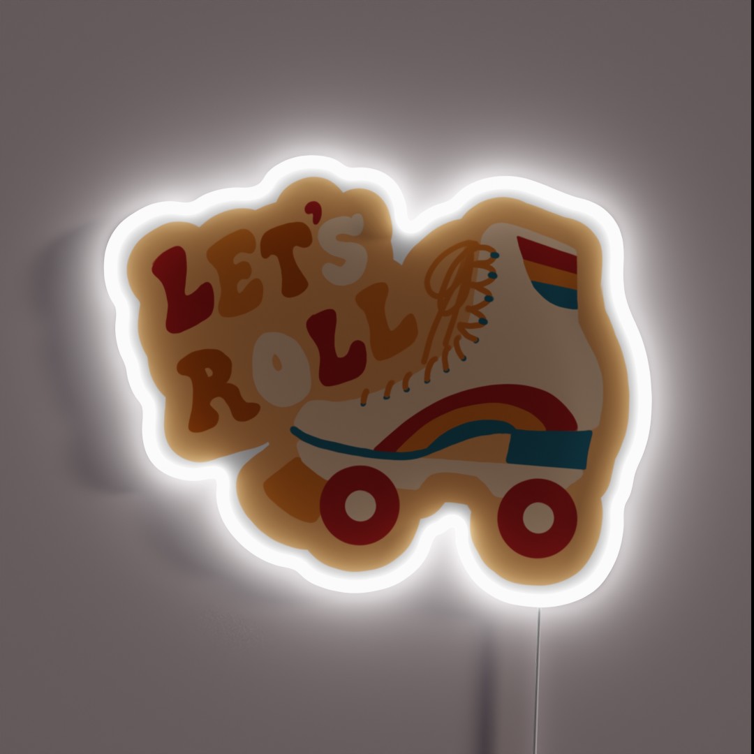 Let S Roll 70s Retro Rollerskating Roller Girl RGB Neon Sign Let S Roll 70s Retro Rollerskating Roller Girl RGB Neon Sign