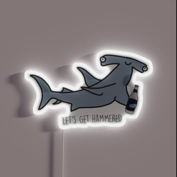 Lets Get Hammered Hammerhead Shark RGB Neon Sign