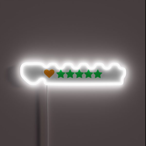 Letterboxd Rating Heart And 5 Stars RGB Neon Sign