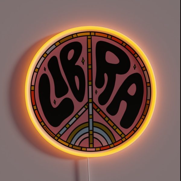 Libra Peace Sign RGB Neon Sign