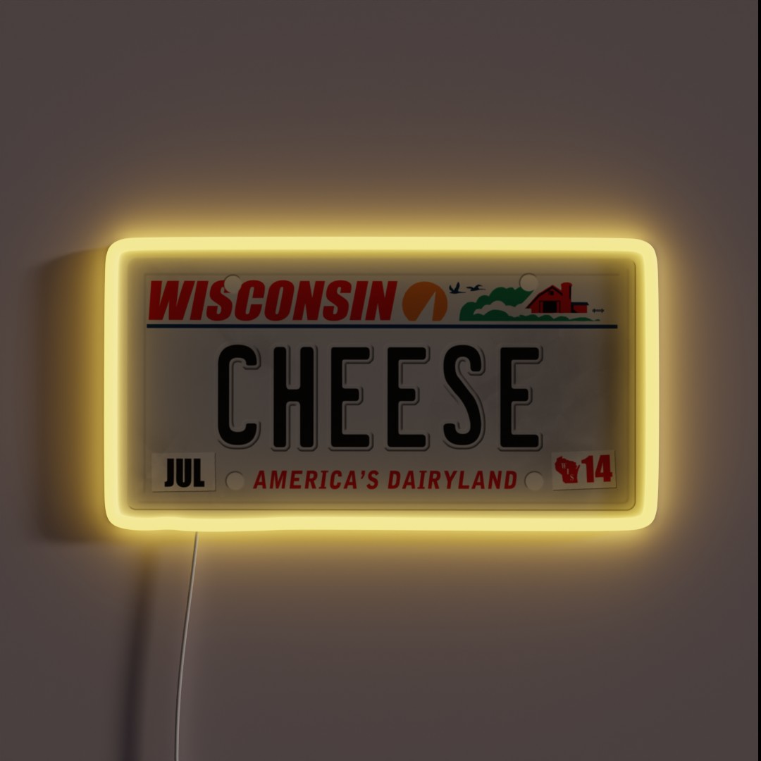 License Plate CHEESE RGB Neon Sign License Plate CHEESE RGB Neon Sign
