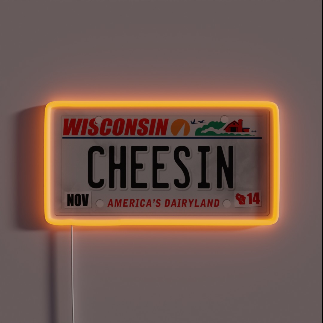 License Plate CHEESIN RGB Neon Sign License Plate CHEESIN RGB Neon Sign