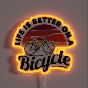 Life Is Better On A Bicycle Cycling Art Design With Quote Slogan RGB Neon Sign Life Is Better On A Bicycle Cycling Art Design With Quote Slogan RGB Neon Sign