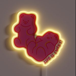 Life Is Sweet Gummy Bears Pink RGB Neon Sign Life Is Sweet Gummy Bears Pink RGB Neon Sign