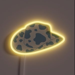 Light Blue Cow Print Cowboy Hat RGB Neon Sign