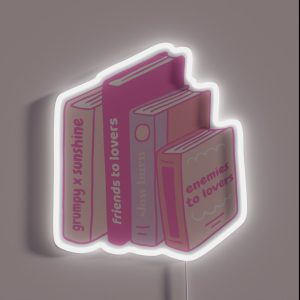Light Pink Romance Tropes As Pile Of Books RGB Neon Sign
