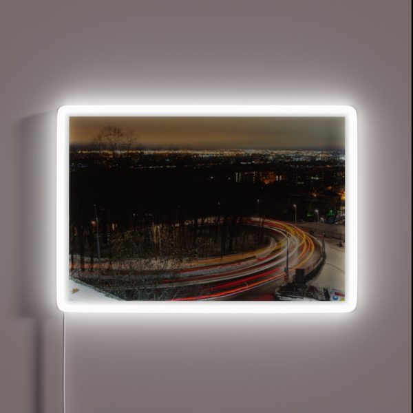 Light Trails In A Curved Road RGB Neon Sign