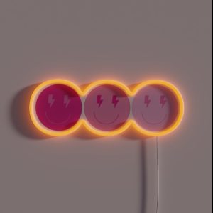 Lightning Pink Smiley 3 RGB Neon Sign