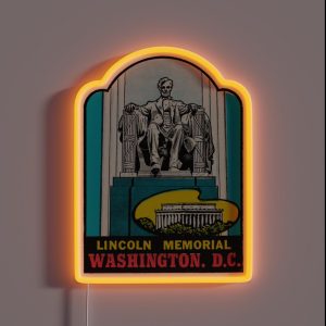 Lincoln Memorial Washington DC Vintage Travel Decal RGB Neon Sign
