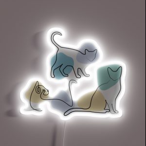 Line Art Cute Cats RGB Neon Sign Line Art Cute Cats RGB Neon Sign