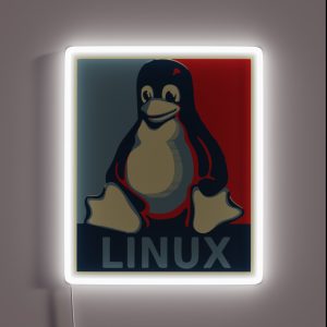 Linux Tux Penguin Obama Poster RGB Neon Sign Linux Tux Penguin Obama Poster RGB Neon Sign