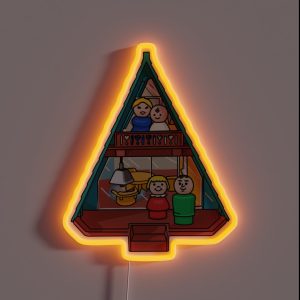 Little People Family In Their A Frame House RGB Neon Sign