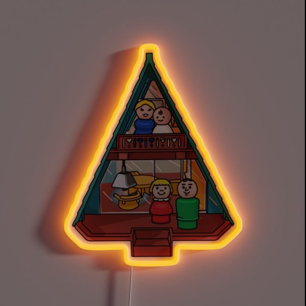 Little People Family In Their A Frame House RGB Neon Sign