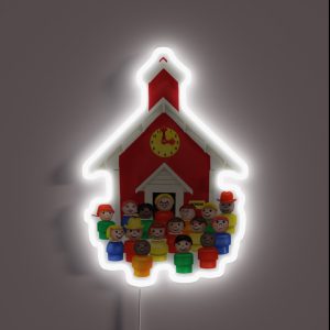 Little People Schoolhouse Class Picture RGB Neon Sign