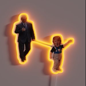 Little Trump On Leash With Putin Never Trump RGB Neon Sign