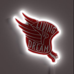 Living The Dream Winged Biker Helmet RGB Neon Sign