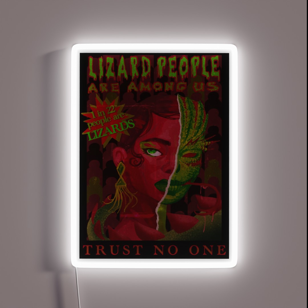Lizard People Are Among Us RGB Neon Sign Lizard People Are Among Us RGB Neon Sign