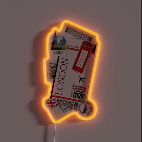 London England Boarding Pass RGB Neon Sign