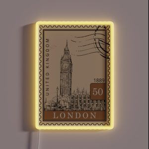 London Sketch United Kingdom Postages Stamps Art RGB Neon Sign London Sketch United Kingdom Postages Stamps Art RGB Neon Sign