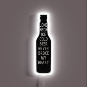 Long Neck Ice Cold Beer Never Broke My Heart Luke Combs RGB Neon Sign Long Neck Ice Cold Beer Never Broke My Heart Luke Combs RGB Neon Sign