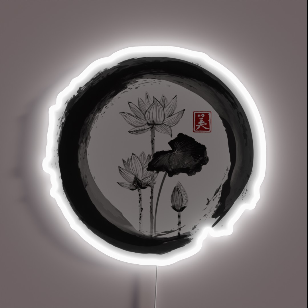 Lotus Flower Traditional Japanese Ink RGB Neon Sign Lotus Flower Traditional Japanese Ink RGB Neon Sign