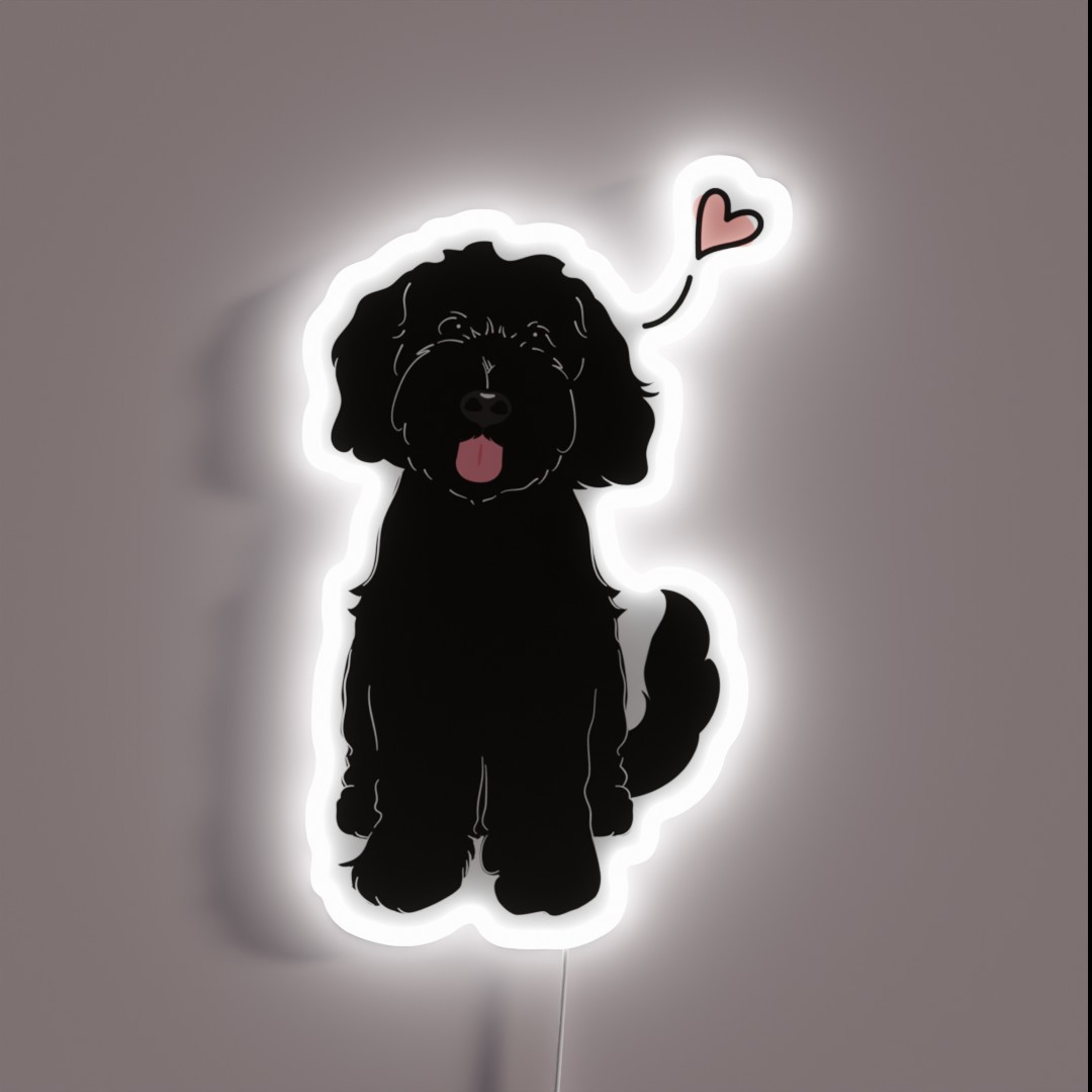 LOVE Black Goldendoodle Dog RGB Neon Sign LOVE Black Goldendoodle Dog RGB Neon Sign