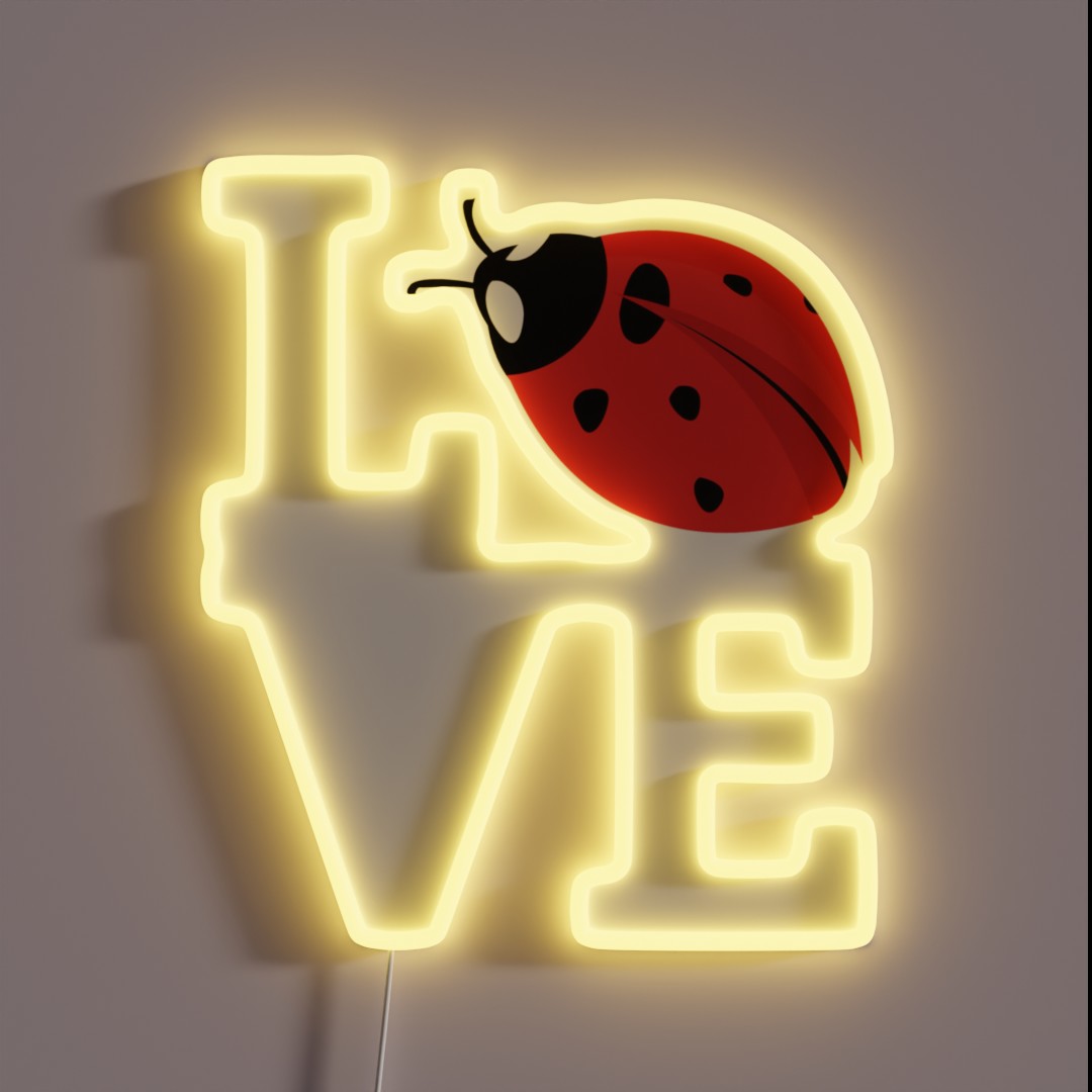 Love Ladybug Insect Nature Lover Bug Gift RGB Neon Sign Love Ladybug Insect Nature Lover Bug Gift RGB Neon Sign
