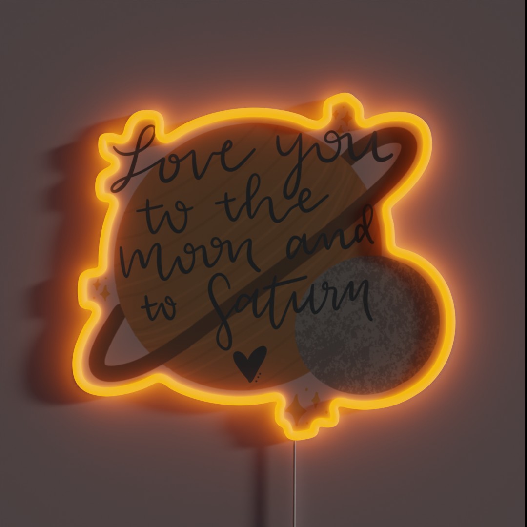Love You To The Moon And To Saturn Folklore RGB Neon Sign Love You To The Moon And To Saturn Folklore RGB Neon Sign
