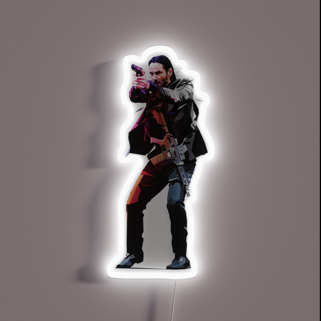 Low Poly John Wick RGB Neon Sign Low Poly John Wick RGB Neon Sign