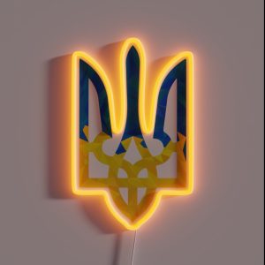 Low Polygonal Ukrainian Trident RGB Neon Sign