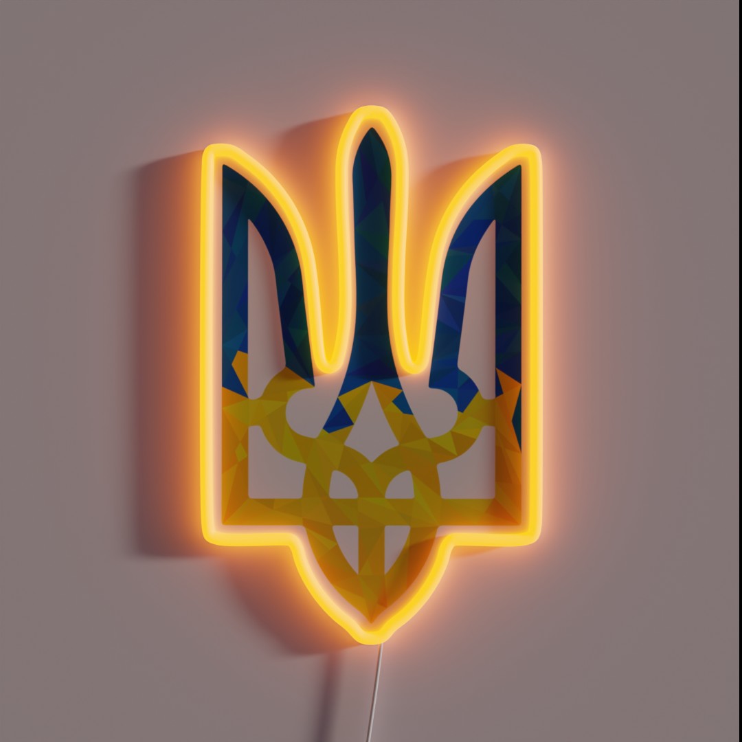 Low Polygonal Ukrainian Trident RGB Neon Sign Low Polygonal Ukrainian Trident RGB Neon Sign