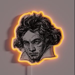 Ludwig Van Beethoven Line Drawing RGB Neon Sign