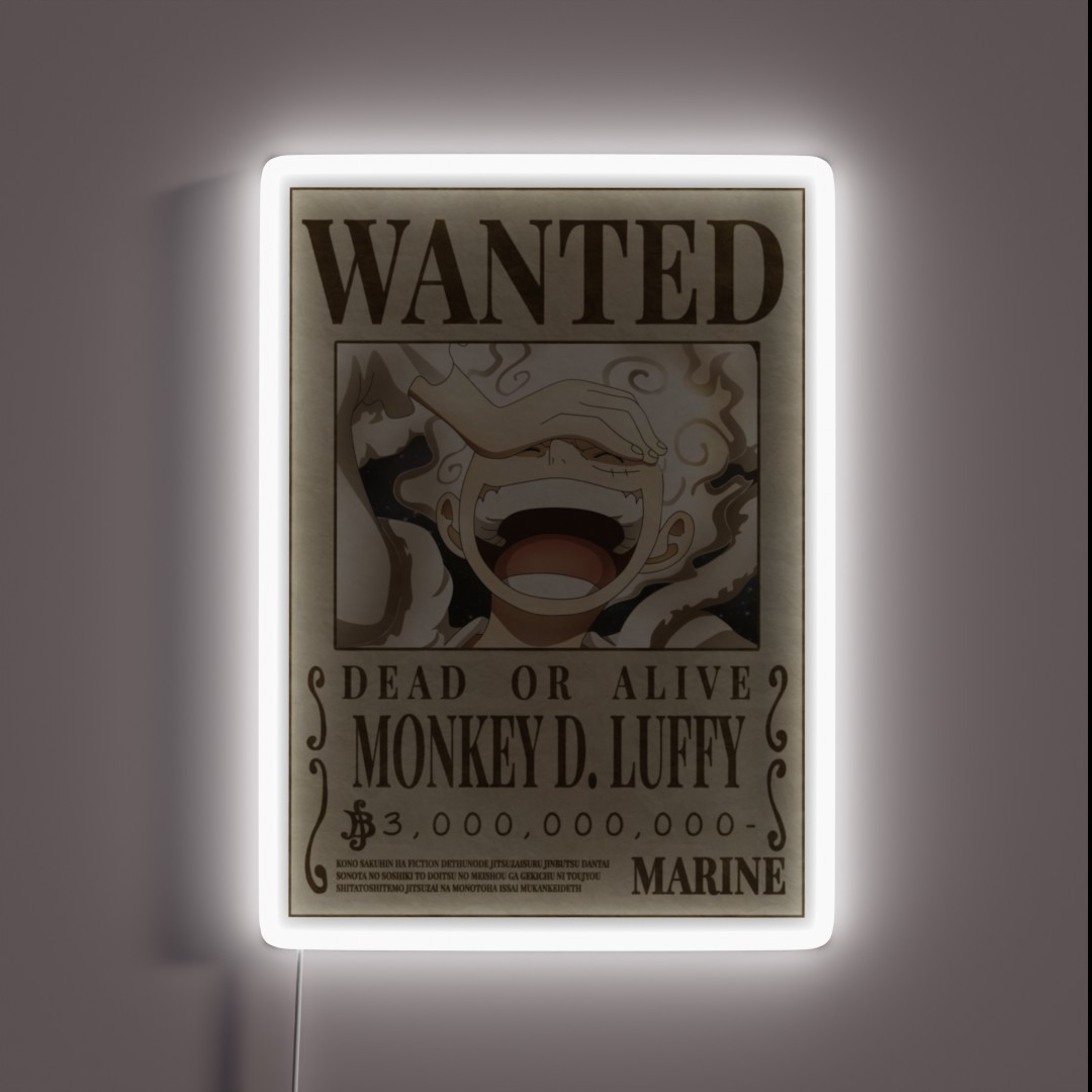 Luffy Gear 5 3 000 000 000 Wanted Poster One RGB Neon Sign Luffy Gear 5 3 000 000 000 Wanted Poster One RGB Neon Sign