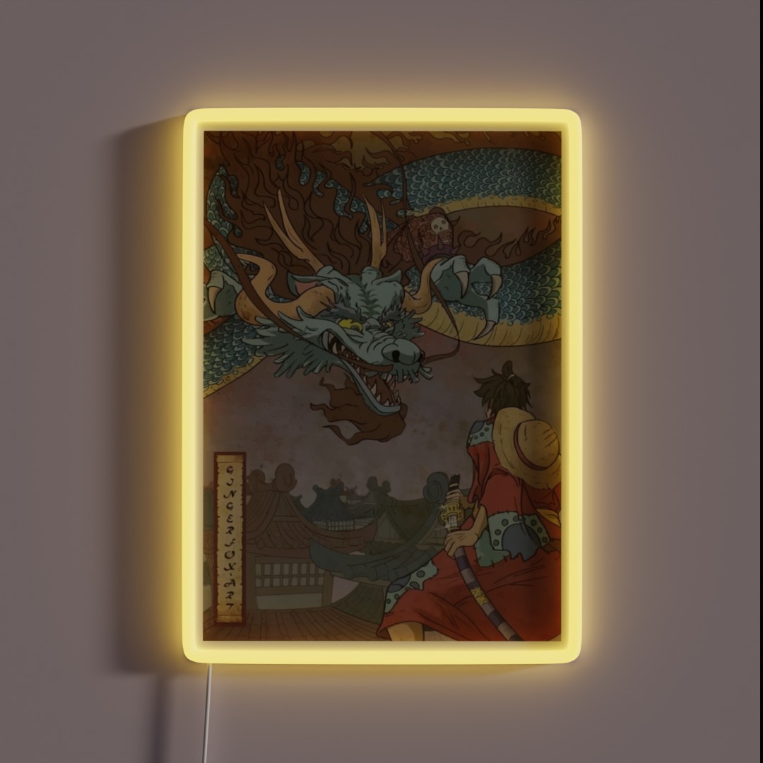 Luffy Vs Kaido Traditional Japanese Art Style RGB Neon Sign Luffy Vs Kaido Traditional Japanese Art Style RGB Neon Sign
