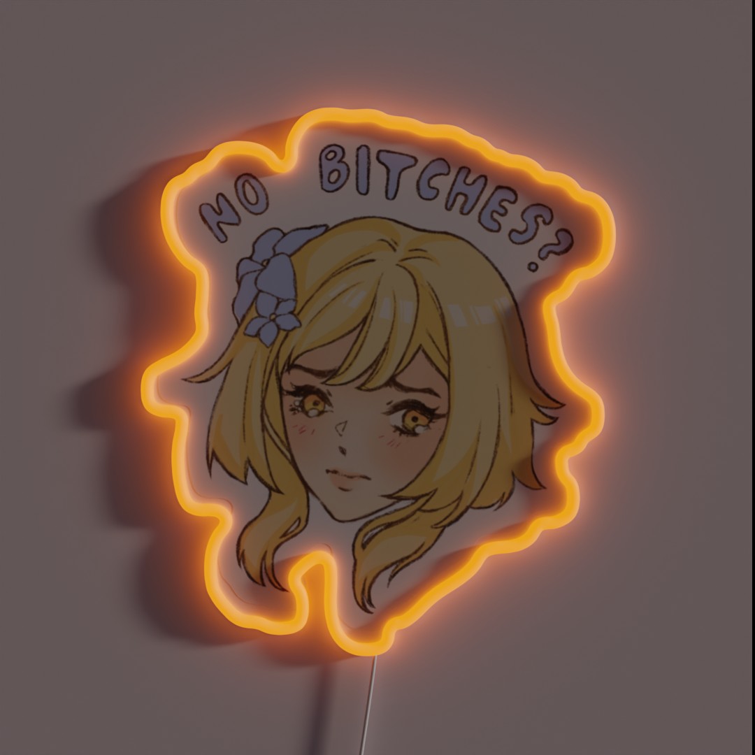 Lumine Genshin Impact No Bitches Meme RGB Neon Sign Lumine Genshin Impact No Bitches Meme RGB Neon Sign