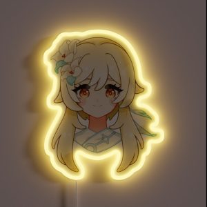Lumine Traveler Genshin Impact White Edge RGB Neon Sign