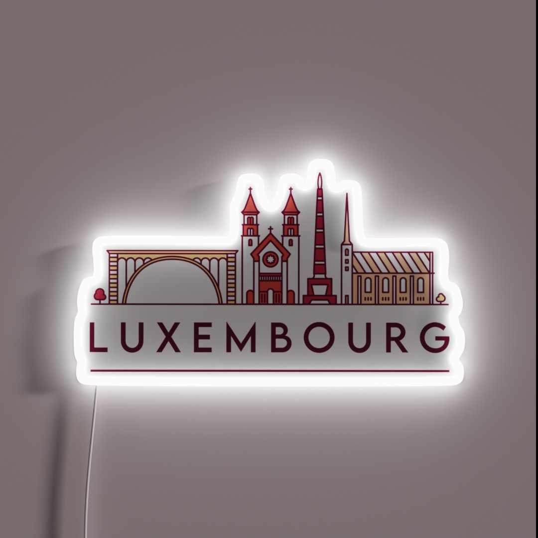 Luxembourg Cityscape RGB Neon Sign Luxembourg Cityscape RGB Neon Sign