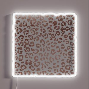 Luxurious Hand Drawn Rose Gold Leopard Print RGB Neon Sign