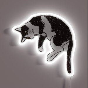 Lying Tuxedo Cat RGB Neon Sign