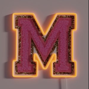 M Bubblegum Glitter Varsity Letter Patches RGB Neon Sign M Bubblegum Glitter Varsity Letter Patches RGB Neon Sign