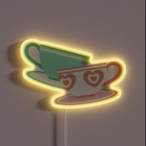 Mad Tea Party Teacups Pink And Green RGB Neon Sign