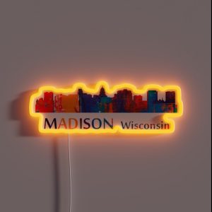 Madison Wisconsin Skyline Art RGB Neon Sign