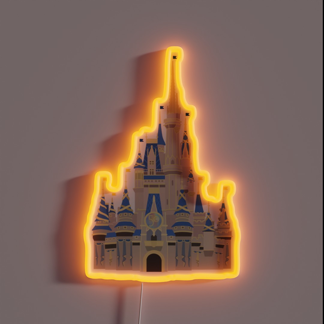 Magic Kingdom 50th Celebration Castle RGB Neon Sign Magic Kingdom 50th Celebration Castle RGB Neon Sign
