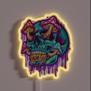 Magic Mushrooms Trippy Scary Skull Graffiti Tattoo Design Shrooms RGB Neon Sign Magic Mushrooms Trippy Scary Skull Graffiti Tattoo Design Shrooms RGB Neon Sign