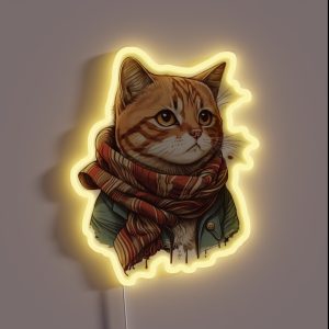 Magical Cat With Scarf RGB Neon Sign